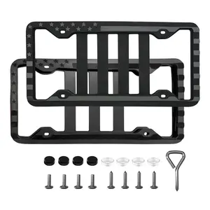 Silicone American Flag License Plate Frame Holder (Set of 2)