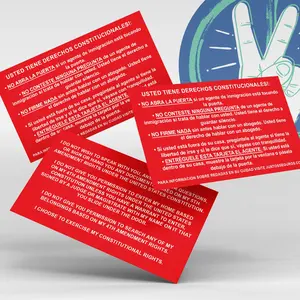 Tarjeta Roja RED Card - 20pcs Bilingual Immigrant Rights & Instruction Cards, Durable 16pt Cardstock, Instruction Card, Critical Information
