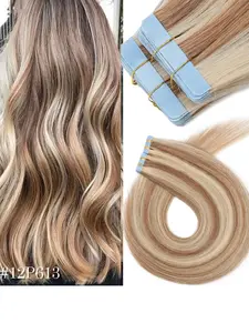 #P12/613 20pcs 50g Tape in Hair Extensions Highlight Blonde Human Hair Tape Extensions 14-26inches