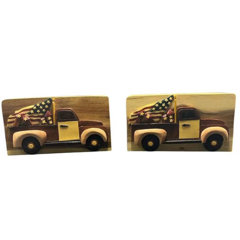 Truck W/ Flag Wooden Puzzle Box