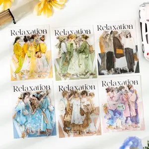 20 Sheets/bag Pet Material Decorative Stickers, Original Character Theme for Journaling, Water Bottle Decoration, Relax Series