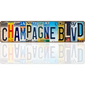 Vintage Champagne Blvd Wall Decor Street Signs Metal Tin Signs Champagne Decorations For Wall Home Bar Kitchen Pub 16 X 4 Inches