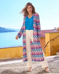 Patterned Long Sleeve Duster Multi