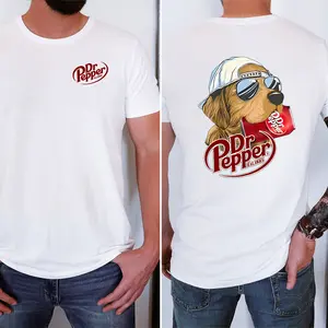 Mens Dr. Pepper Golden Retriever Printed Casual T-shirt - Unisex Shirt, Vintage Shirt, Hot Trend, Menswear, Men's Cotton T-Shirt