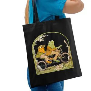 Frog and Toad Canvas Tote Bag, Aesthetic Tote Bag, Vintage Classic Book Tote Bag, Gift for Friend, Frog Tote Bag, Book Lover, Cottage core Tote Bag