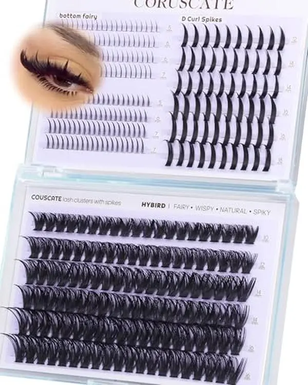 CORUSCATE Lash Clusters Spikes Bottom Lashes Wispy Eyelash Clusters Manga | Cluster Eyelash Extensions DIY Spike Lashes Anime Inspired Fairy Volume Fluffy Eye Look for Clean Baddie Makeup