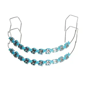 1 Pair Fashion Braces Colorful Temporary Tooth Decoration with Metal Wires Metal Bracket Orthodontic Ligature Ties High Quality
