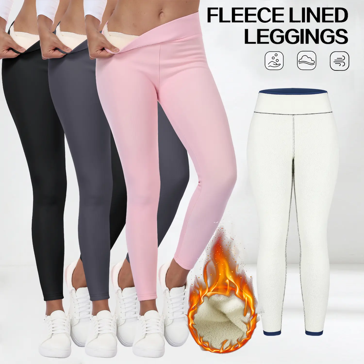 3 Pack Women High Waist Thermal Fleece Lined Leggings Ultra Soft Elastic Warm Pants Winter Casual Yoga Loungewear Outfits Womenswear