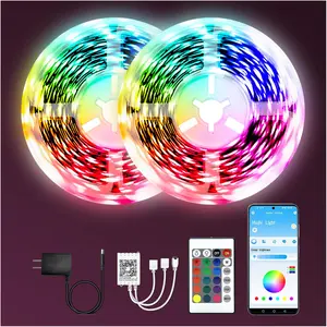 Led Lights for Bedroom 130ft(2 Rolls of 65.6ft), Led Lights with Remote&App Control, RGB Led Strip Lights Music Sync, Color Changing Led Lights for Room,Home Valentine Decor, 24V Power Supply