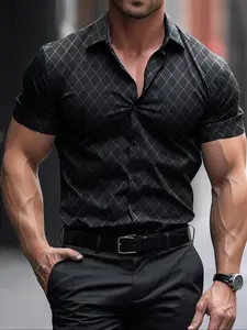 Men's Business Shirt (dc01) Collared, Non-Porous Smooth Fabric, Classic Office & Party Wear, Custom Fitted Fit Design, Casual Button Down