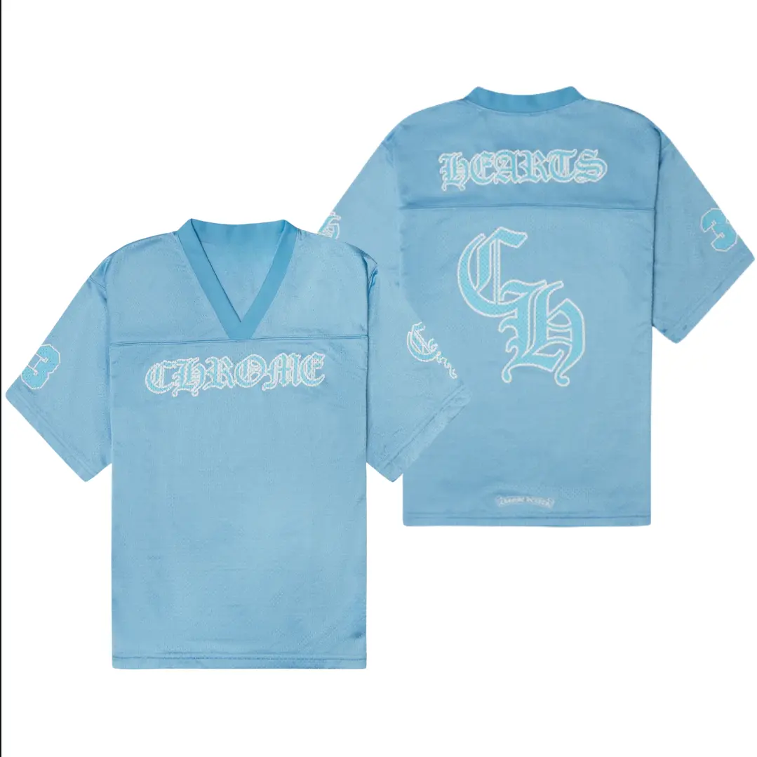 #ChromeHeartss Mesh Stadium Football Jersey Blue, Trending Jersey, Short Sleeve Jersey, Gift for him, Gift for her