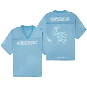 #ChromeHeartss Mesh Stadium Football Jersey Blue, Trending Jersey, Short Sleeve Jersey, Gift for him, Gift for her