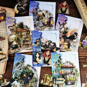15 Sheets/bag Sticker Pack, Pet Material, Magic Hidden Series, Magic World Theme Journal Stationery Water Bottle Multi-Scene Decorative Stickers
