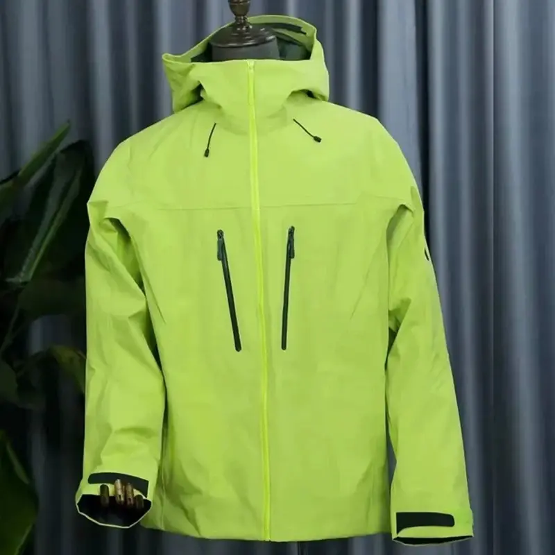 Vitality Green Outdoor Waterproof Jacket for Men - Windproof Rubber Hard Shell Coated Jacket