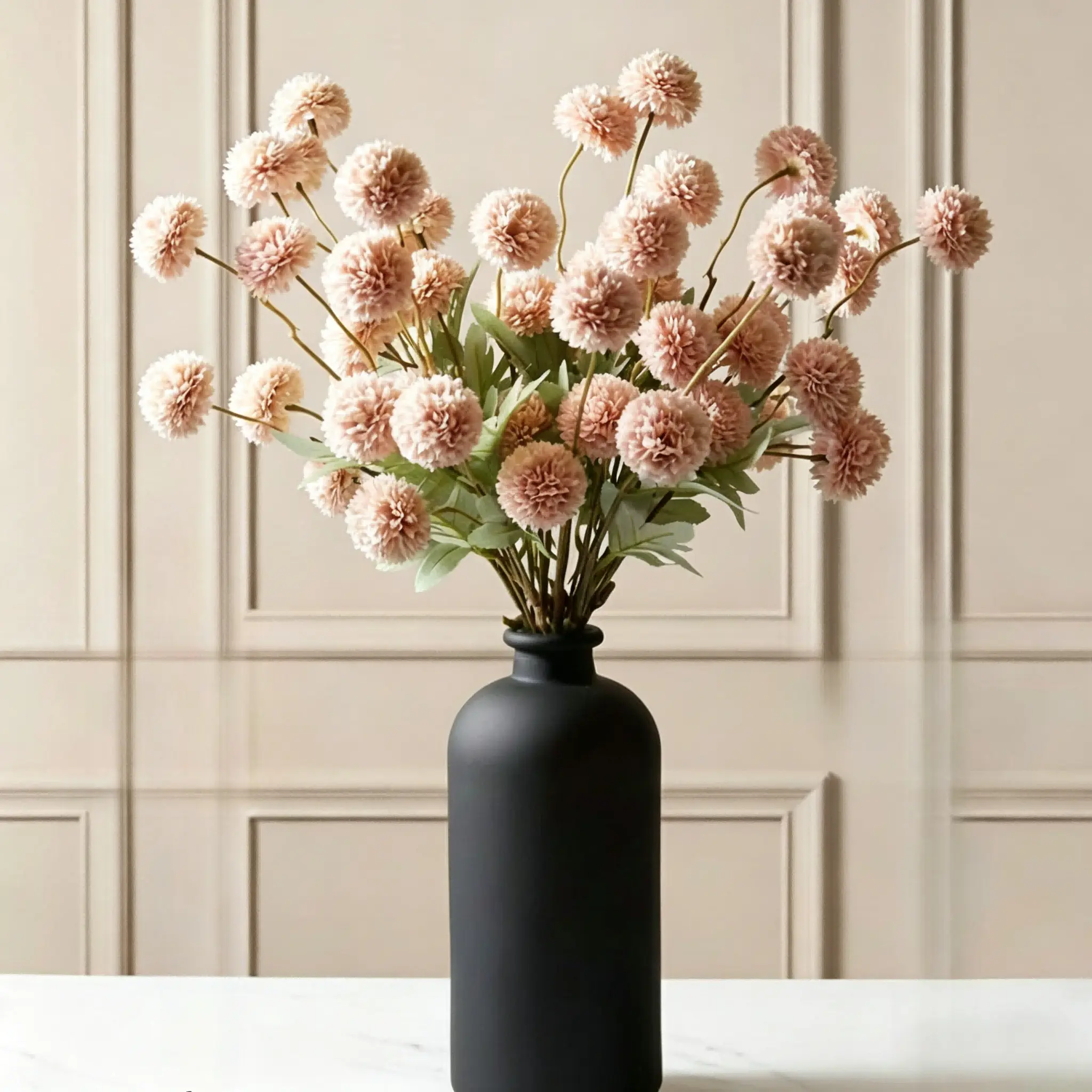 10-Pc Artificial Mini Pompon Mum Stems – UV-Resistant Faux Chrysanthemum Flowers for Home Decor, Table Centerpiece, Vase Arrangements & Boho Styling (White, Vase Not Included)
