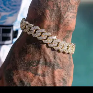 14mm Iced Prong Link Cuban Chain Bracelet For Men And Women