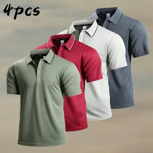 4-Pack quick-drying sports polo shirt, classic lapel simple and durable, can be worn for playing, going to work, and walking, and the cost performance is very high good graphic tees
