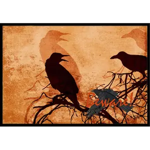 Carolines Treasures  18 x 27 in. Beware of the Black Crows Halloween Indoor Or Outdoor Mat