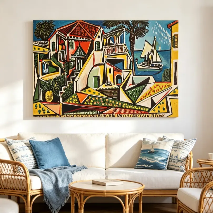 Pablo Picasso Mediterranean Abstract Wall Print - Fine Reproduction Wood Frame Home Decor, Sohochic Large Posters & Prints Home Supplies