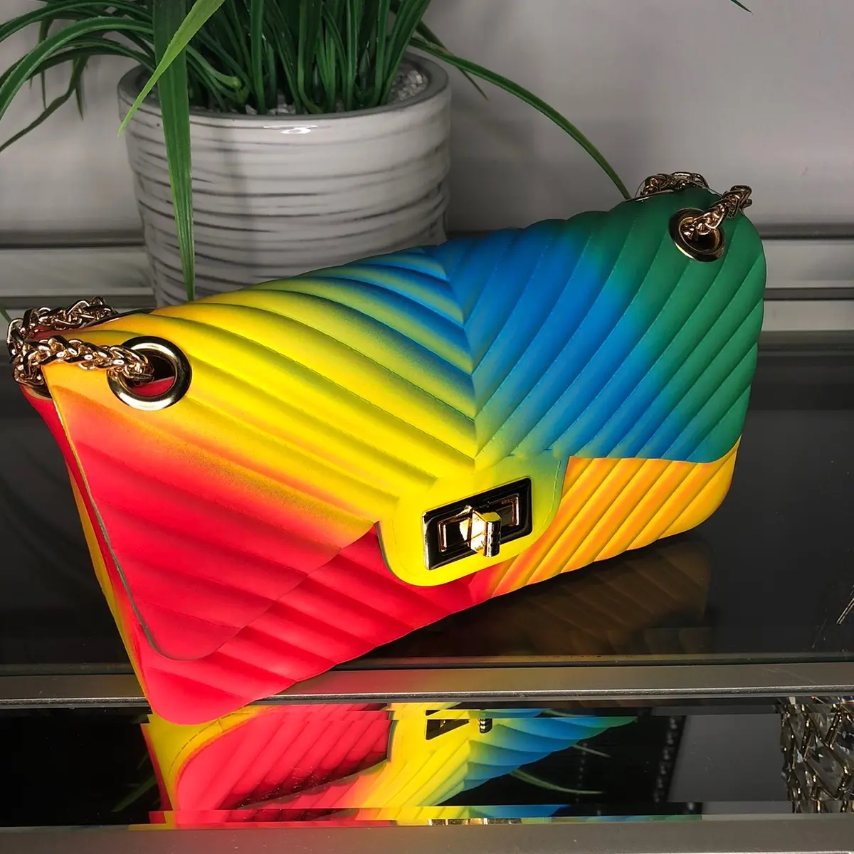Stylish Pride Fashion Handbag with Rainbow Stripes