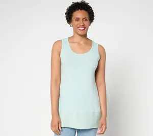 LOGO Layers by Lori Goldstein 100% Cotton Tank with Pleated Trim