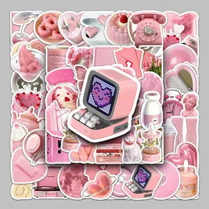 50 pieces of high-end pink ins-style cartoon creative Nordic-style graffiti DIY phone case waterproof planner stickers