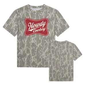 Howdy Cowboy Bottomland Camo Tee, Mossy Oak Bottomland Howdy Cowboy Shirt, Camo Hunting Shirt, 3D T Shirt, Gift for Him, for Dad
