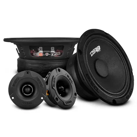 DS18 PRO-GM6.4PK High Power Car Sound System Upgrade Kit - Auto Accessories, GM6.4 Components, 6.4-Inch Loudspeaker Pair, TW1X/BK Tweeter Pair, 92db Sensitivity, 4-Ohms Impedance, Pro Audio Rig Complementary Design