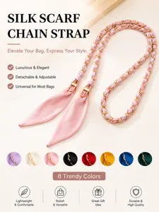 LUVTAG 1Pcs Silk Scarf Woven Bag Chain Strap, Luxury Gold Tone Extender Chain, Versatile Shoulder Crossbody Bag Replacement Handle, Fashion Handbag Accessory, Perfect Birthday/Christmas/Mother's Day Holiday Gift For Women Girls