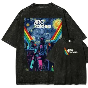Menswear ARC Raiders Unisex Fit Washed Short-Sleeve Casual Distressed Festive T-Shirt