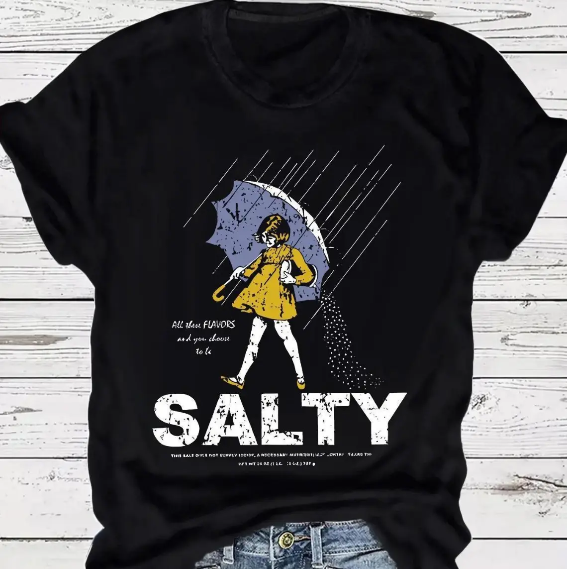 Women's Umbrella & Sality Girl Print Round Neck Tee, Vintage Trendy Casual Lightweight Knit Fitted Short Sleeve T-shirt for Daily Wear, Everyday, Ladies Summer, Top, Womenswear