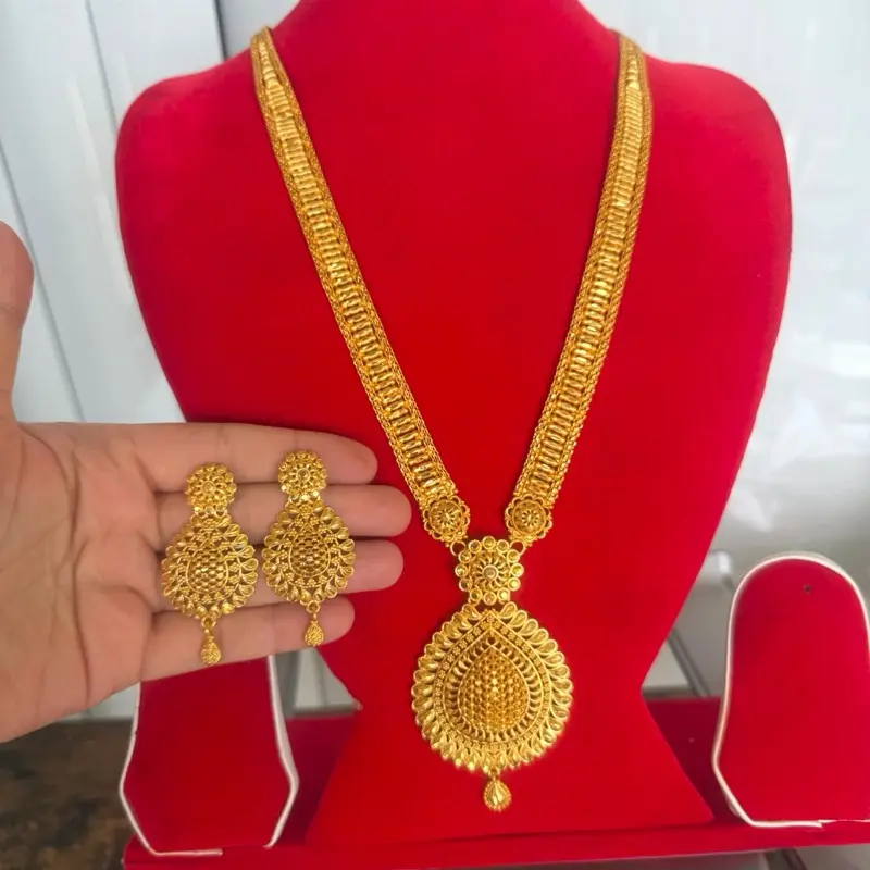 Gold plated Long Rani Haar/Necklace with Earrings