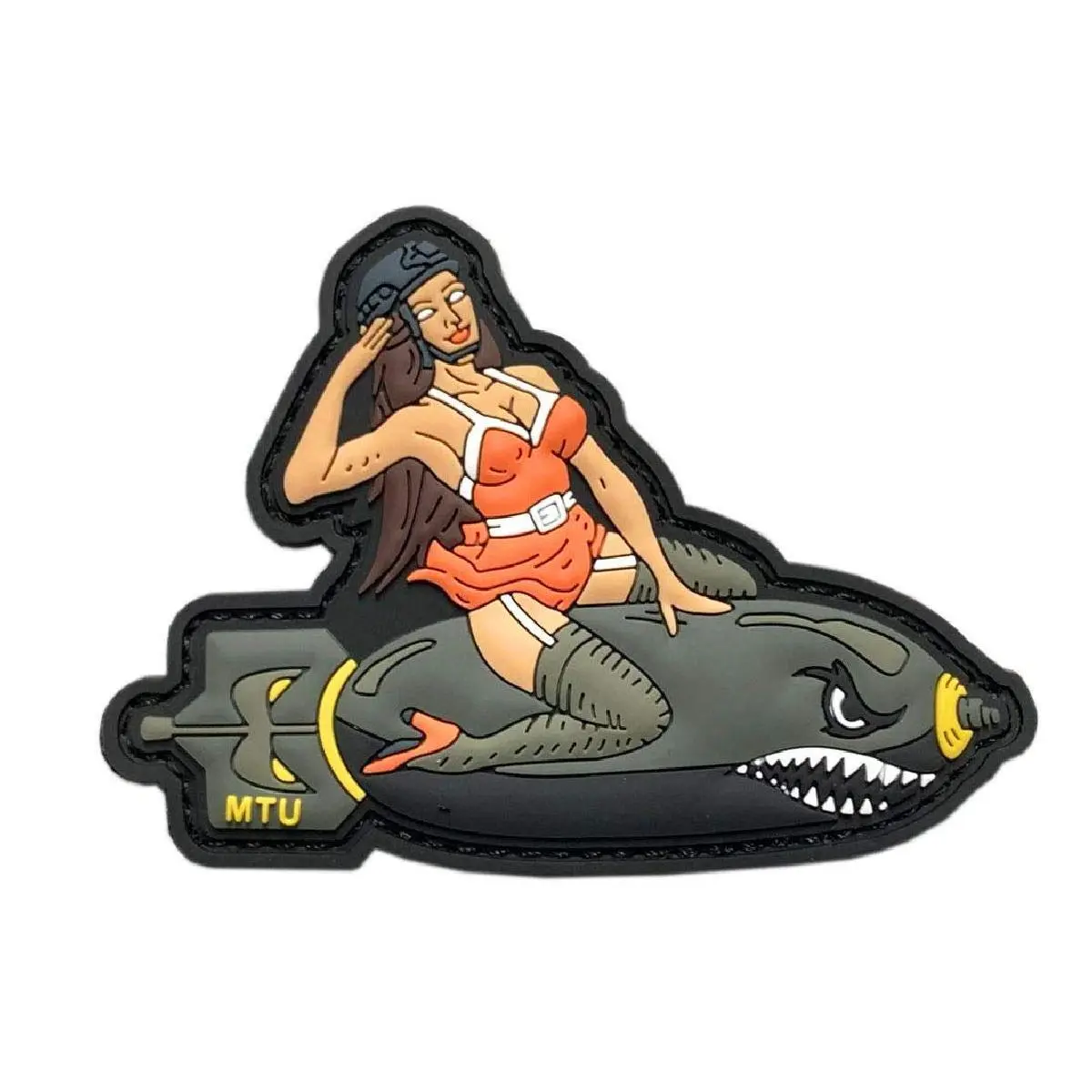Pin Up Girl WWII Bomber Style Bomb Patch [Hook Fastener - 3D-PVC Rubber-PG9]