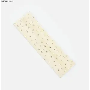 Cream Floral Print Headscarf - Trendy Delicate Green Botanical Pattern Wide Hair Bandana Scarf with Soft Breathable Fabric, Lightweight Adjustable Tie Back Head Wrap for Women, Perfect for Summer Daily Vacation Festival Yoga & Sweet Boho Looks