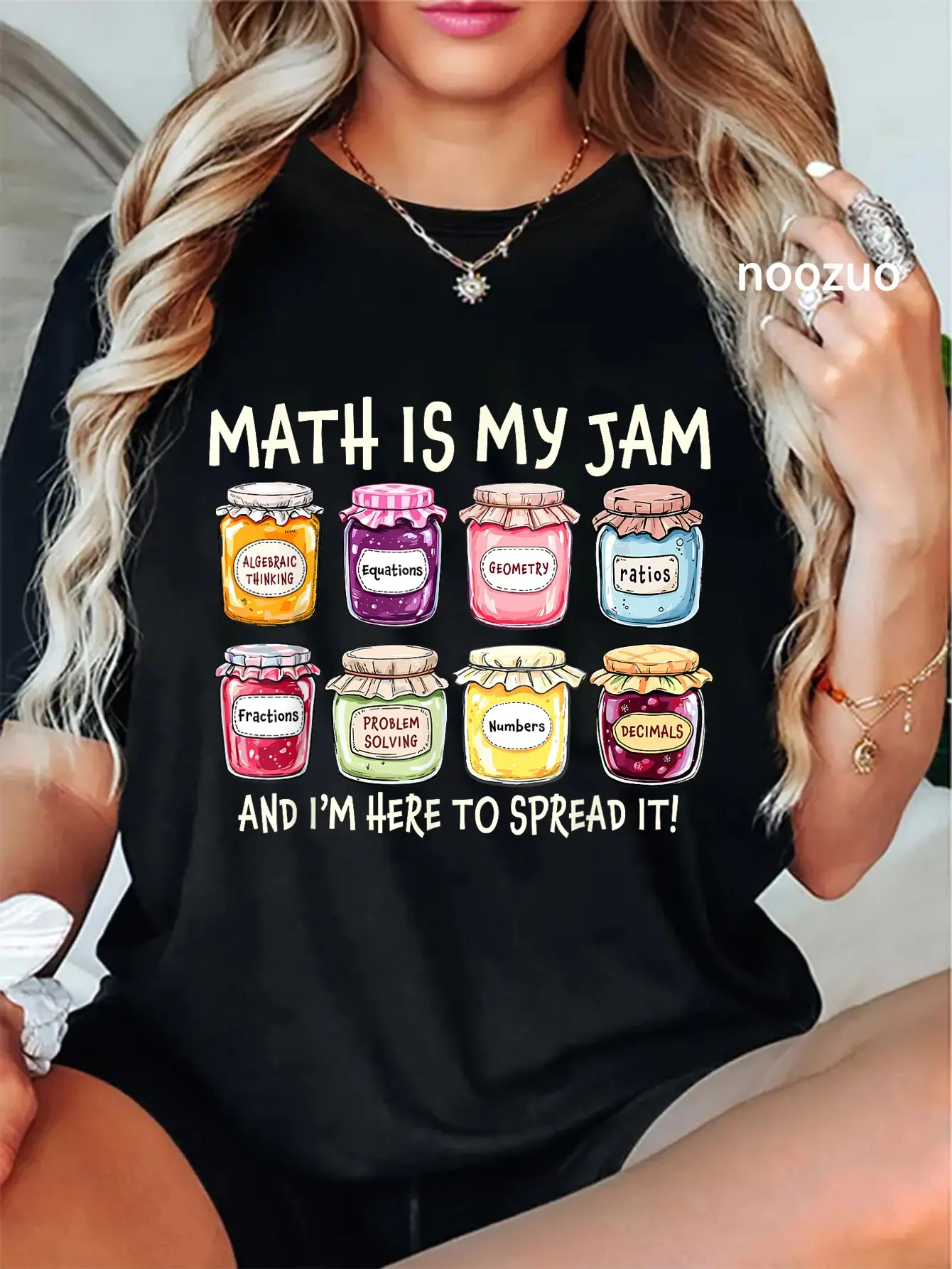 Women's Vintage Funny Graphic T-Shirt with 'Math Is My Jam' Print, Casual 100% Cotton Short Sleeve Streetwear