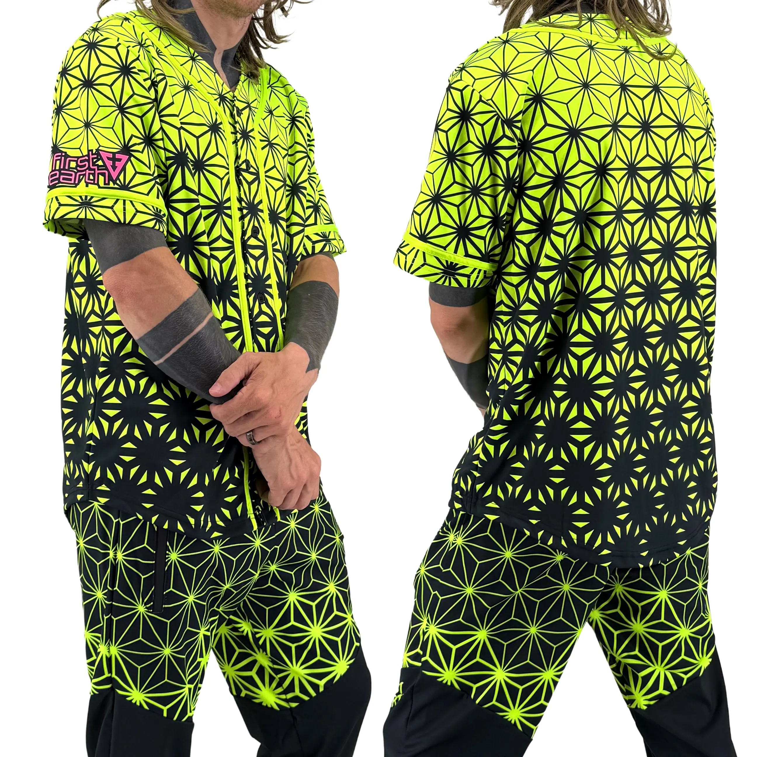 Asanoha Yellow - UV - Baseball Jersey
