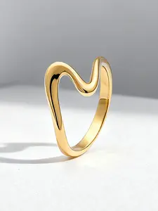 1 PC Elegant Curved, Wave-patterned Ring, Elegant Everyday Ring for Women Fashion Jewelry for Festival Party Daily Clothing Decor Exquisite Wedding Engagement Eternity Band Anniversary Party Birthday Valentine's Day Gift for Her