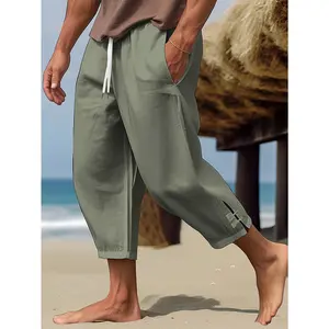 Men's Lightweight Non-Stretch Pants - Drawstring Waistband for Beach Vacation & Casual Attire, Formal or Casual Outfits - Machine Washable Non-Elastic Trousers, Beach Pants, Summer Clothing, Minimalist Design, Solid Color Design, Durable Fabric, Relaxed F