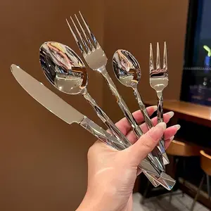 Luxury 20-Piece Stainless Steel Cutlery Set, Tableware Set, Diamond Shape Design, Non-Bone China Material, Perfect for Dining & Entertaining