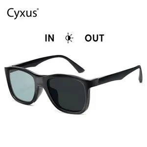 Cyxus 0.1 Seconds Photochromic Polarized Sunglasses, Square Sunglasses for Men and Women UV Protection Anti-blue light Smart Glasses Eyeware Lightweight Outdoor - P1300