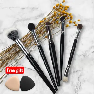 5Pcs Pro Cosmetic Brush Set for Foundation & Eyeshadow, Premium Blending & Concealer Brushes with 2-in-1 Dual Ended Brush