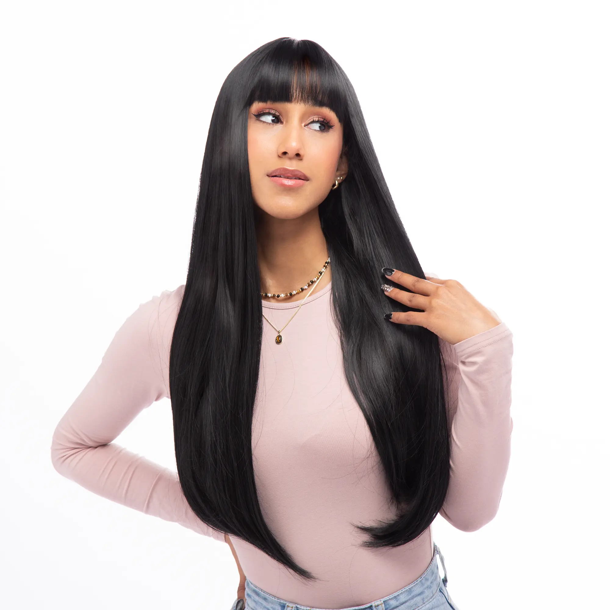 26-Inch Jet Black Straight Synthetic Wig | 【Heat Resistant】【Cap Included】 | #18 41FSGB