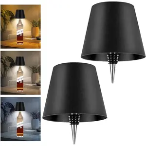 2 Pack Wine Bottle Lamps, 2026 New 3 Color Rechargeable Wireless Bottle Lamp Kit for Liquor Bottles with Touch Dimming for Parties Restaurants & Home Decor (Black)
