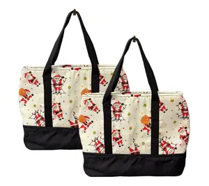 Temp-tations Seasonal Set of (2) Insulated Tote Bags w/ Pockets
