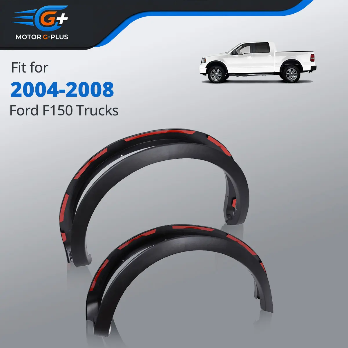MOTOR GPLUS Factory-Style Stainless Steel 4 Pcs Fender Flares Wheel Guard Set - Painted, 66-96" Bed Fit, Flexible Styleside Scratch Shield for 2004-2008 Ford F150 Trucks, Adds Luxury Look, Car Accessories Mud & Sand Guard