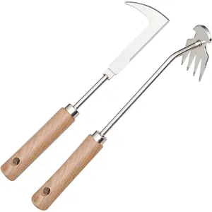 2 count Dritnow Weed Puller Tool and Crack Weeder, Paver Crevice Uprooting Weeding , 4 Claw Manual Pulling Weeders with  Handle for Garden, Driveway and Sidewalk