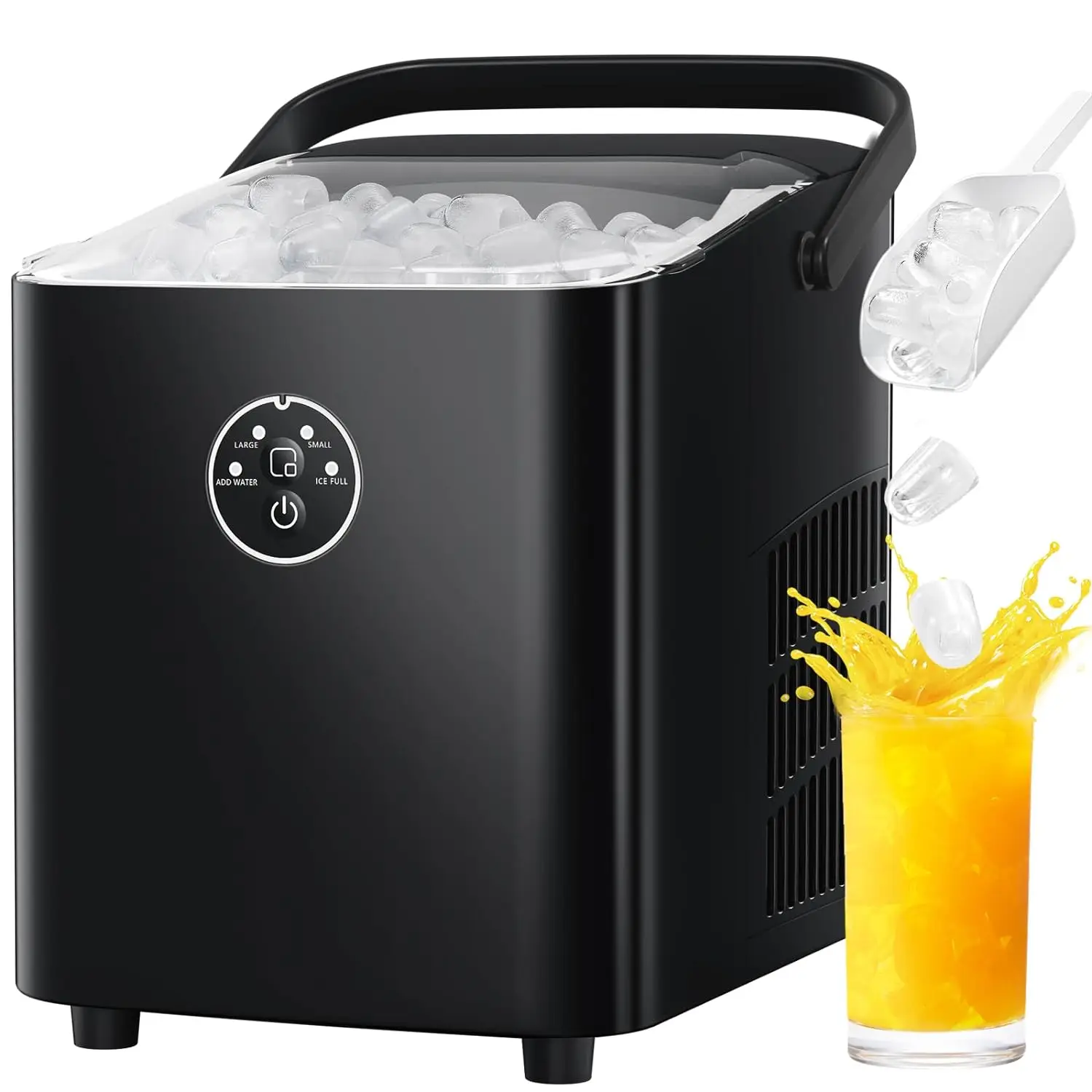 Antarctic Star Countertop Ice Maker Portable Ice Machine with Handle,Self-Cleaning Ice Makers, 26Lbs/24H, 9 Ice Cubes Ready in 6 Mins, S/L, for Home K