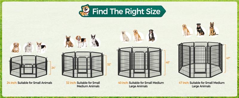 Yaheetech Dog Playpen 6 Panels Metal Pet Playpen Exercise Barrier Outdoor Indoor Fence with Door, 25/32/40/47 inch