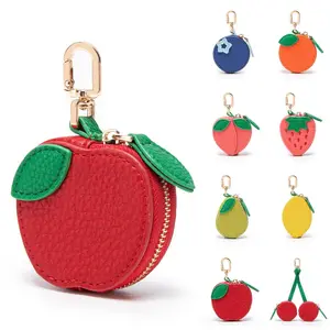 Cherry, peach,Strawberry Leather Bag Charm Keychain peach, fruit keychain, mini and cute coin bag, exquisite and small, versatile and decorative bag pendant  bag charms purse accessories bag charm backpack accessories