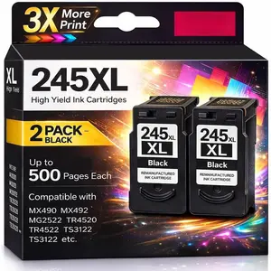 245XL Ink  Replacement for  245XL Black Ink PG-245 245 XL Black Ink  Work with  Pixma MG2522 MG2500 MG2520 MX490 MX492 TR4520 TR4500 TS3322 TS202 Printer Ink (2Pack)